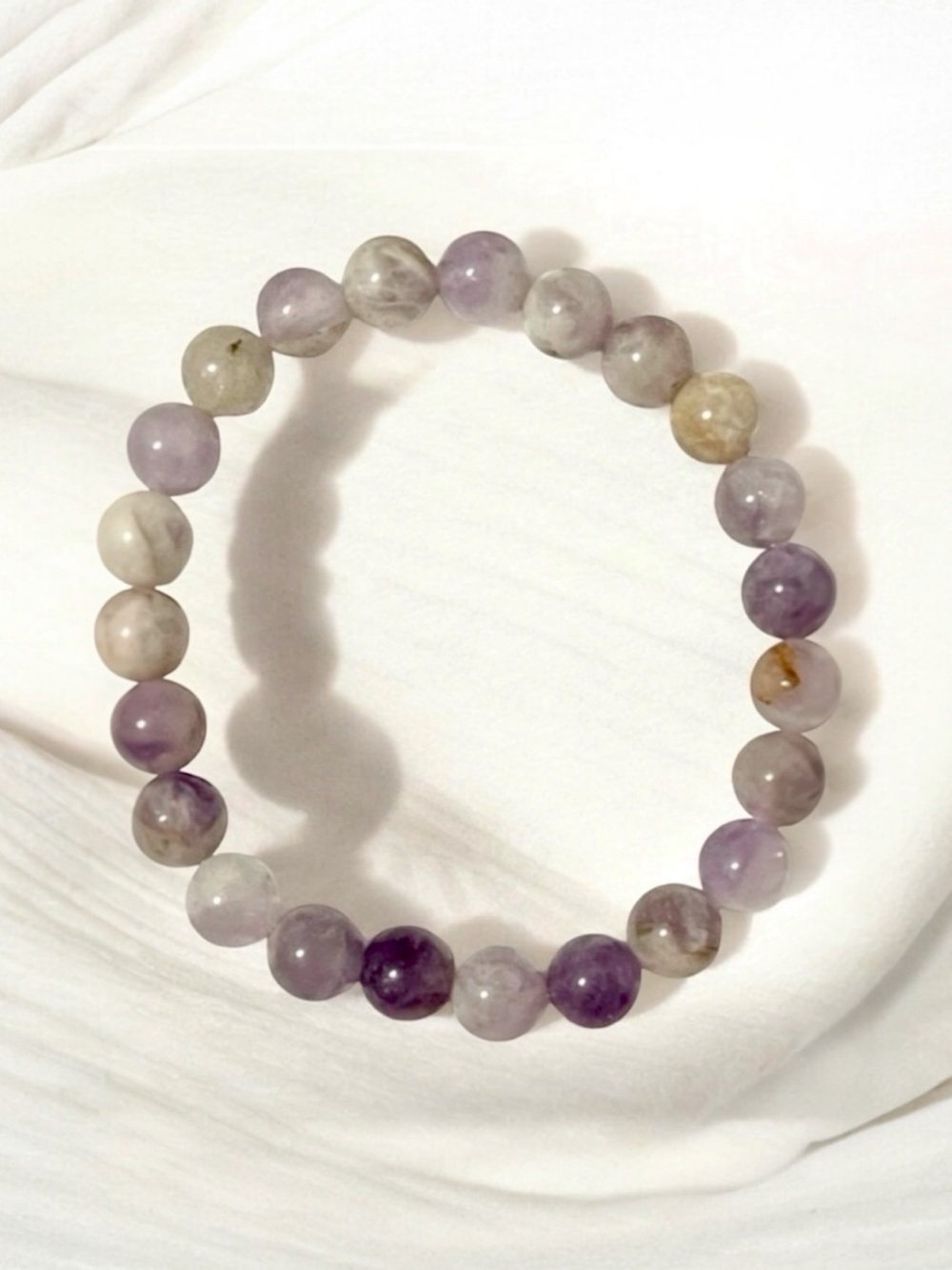 Natural Lavender Quartz Beaded Stretch Bracelet